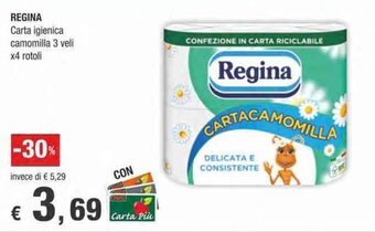 Crai Regina Carta igienica camomilla 3 veli x4 rotoli offerta