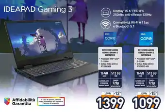 Unieuro Lenovo Notebook Gaming Ideapad Gaming 3 82S900PCIX offerta