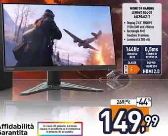 Unieuro Lenovo Monitor Gaming G24-20 66CFGAC1IT offerta