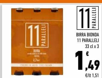 Conad City Birra bionda 11 paralleli offerta