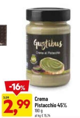 DPiù Crema Pistacchio 45% 190 g offerta