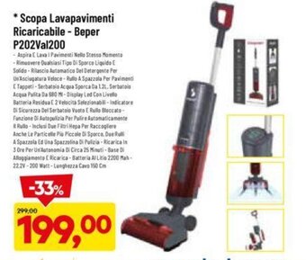 DPiù Scopa Lavapavimenti Ricaricabile - Beper P202Val200 offerta