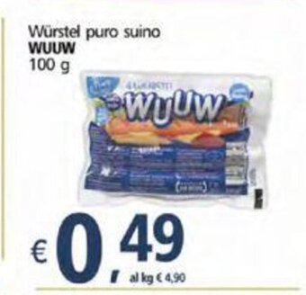 Alter Discount Würstel puro suino Wuuw 100 g offerta