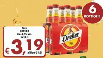 Alter Discount Birra Dreher alc. 4,7% vol. 6x33 cl offerta