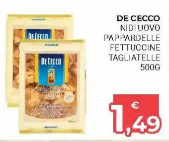 Eté De Cecco Nidi Uovo Pappardelle Fettuccine Tagliatelle 500g offerta