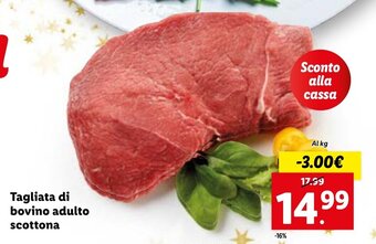 Lidl Tagliata di bovino adulto scottona offerta