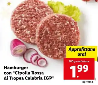 Lidl Hamburger con "Cipolla Rossa di Tropea Calabria IGP" 200 g offerta