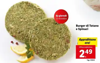 Lidl Burger di Totano e Spinaci 200 g offerta