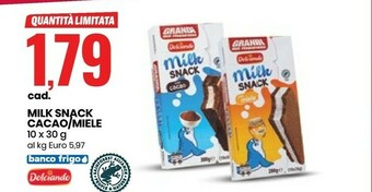 Eurospin Dolciando Milk Snack Cacao/Miele offerta