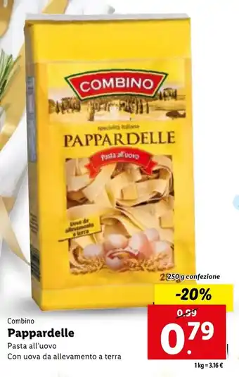 Lidl Combino Pappardelle Pasta all'uovo Con uova da allevamento a terra 250 g offerta
