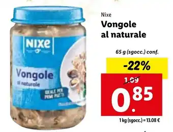 Lidl Nixe Vongole al naturale 65 g offerta