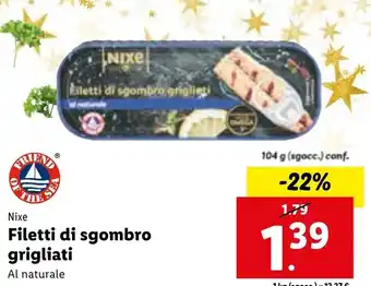 Lidl Nixe Filetti di sgombro grigliati Al naturale 104 g offerta