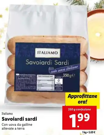 Lidl Italiamo Savoiardi sardi Con uova da galline allevate a terra 350 g offerta