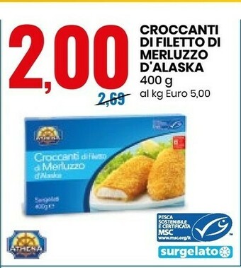 Eurospin Athena Croccanti Di Filetto Di Merluzzo D'Alaska 400 G offerta