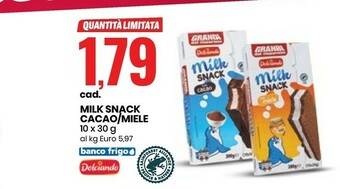 Eurospin Dolciando Milk Snack Cacao offerta