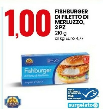 Eurospin Athena Fishburger Di Filetto Di Merluzzo 210 G(ml) offerta