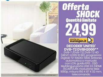 Eurospin Decoder United DVB-T2 DVBH2000 offerta