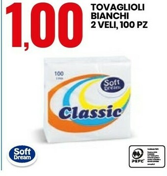 Eurospin Tovaglioli Bianchi 2 Veli 100 PZ offerta