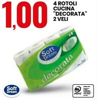 Eurospin 4 Rotoli Cucina Decorata 2 Veli offerta