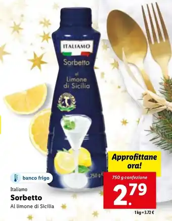 Lidl Italiamo Sorbetto Al limone di Sicilia 750 g offerta