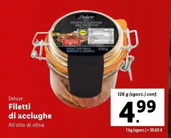 Lidl Deluxe Filetti di acciughe All'olio di oliva 126 g offerta