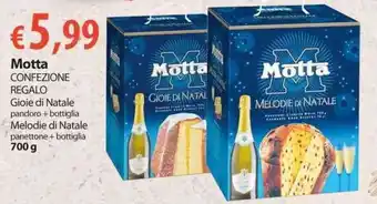 Extra Supermercati Motta Confezione Regalo Gioie di Natale pandoro+bottiglia Melodie di Natale panettone+bottiglia 700 g offerta