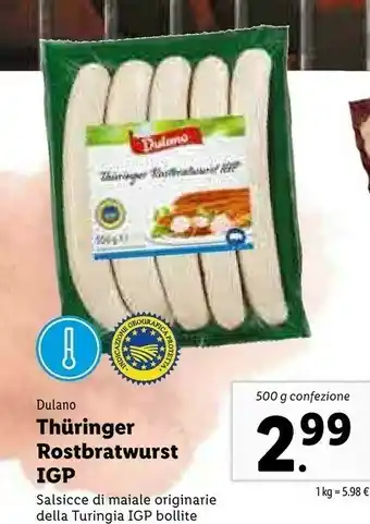 Lidl Dulano Wurstel offerta