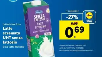 Lidl Free from Latte parzialmente scremato offerta