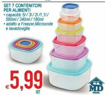 MD Discount Set 7 Contenitori Per Alimenti offerta