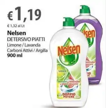 Extra Supermercati Nelsen Detersivo Piatti Limone/Lavanda Carboni Attivi/Argilla 900 ml offerta
