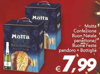 Iper Super Conveniente Motta Confezione Buon Natale panettone/Buone Feste pandoro + Bottiglia offerta