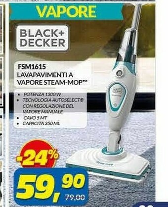 Risparmio Casa Black & Decker FSM1615 Lavapavimenti A Vapore Steam-Mop offerta