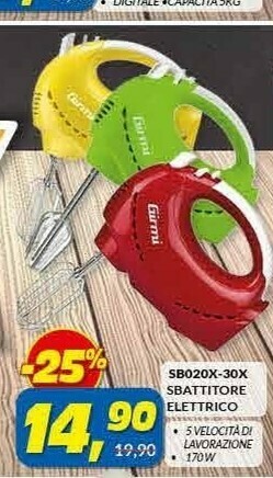 Risparmio Casa Girmi SB02 Sbattitore Manuale Rosso 170 W offerta