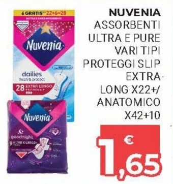 Eté Nuvenia Assorbenti Ultra e Pure vari tipi Proteggi Slip Extra Long x22+/Anatomico x42+10 offerta