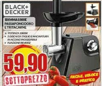 Risparmio Casa Black & Decker BXMMA1000E Tritacarne 1000 W Nero offerta