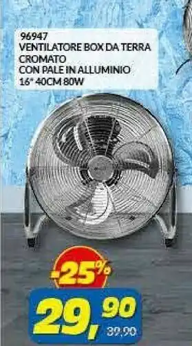 Risparmio Casa 96947 Ventilatore Box Da Terra Cromato Con Pale In Alluminio offerta