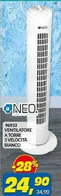 Neo 96933 Ventilatore A Torre 3 Velocita Bianco