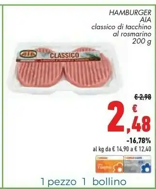 Conad Superstore Aia Hamburger Di Tacchino Con Rosmarino 200 G(ml) offerta
