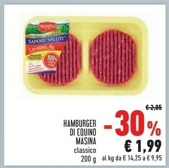 Conad Superstore Masina - Sapore Salute Hamburger Di Equino Classico 200 G(ml) offerta