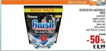 Conad Superstore Finish Detersivo Per Lavastoviglie Powerball Regular/ Lemon/power Gel Fresh offerta