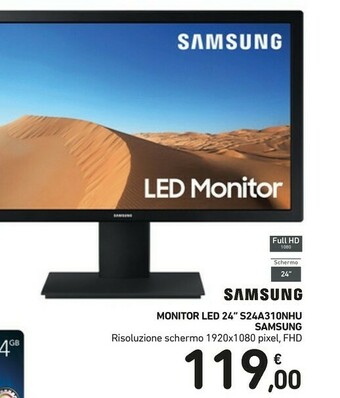 Conad Samsung S24A310NHU 61 Cm (24") 1920 X 1080 Pixel Full HD LCD Nero offerta