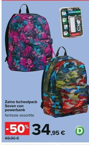 Carrefour Seven Zaino Ischoolpack Black & White offerta