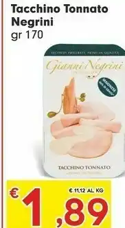Eurospar Gianni negrini Tacchino Tonnato offerta