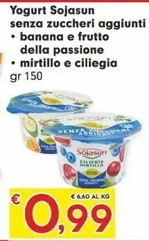 Eurospar Sojasun Yogurt Senza Zuccheri Aggiunti offerta