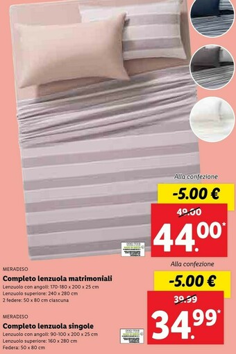 Lidl Lenzuola offerta