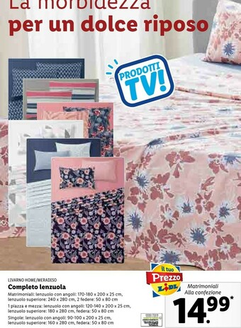 Lidl Lenzuola offerta