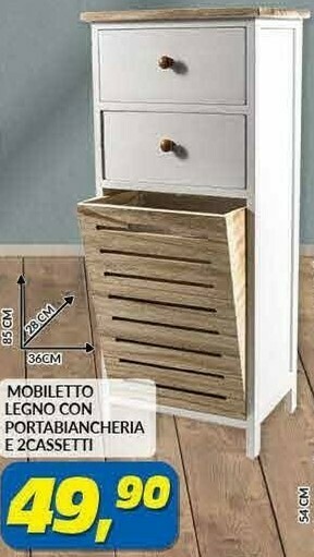 Risparmio Casa Mobiletto Legno Con Portabiancheria offerta