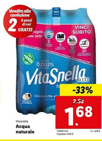 Lidl Vitasnella Acqua offerta