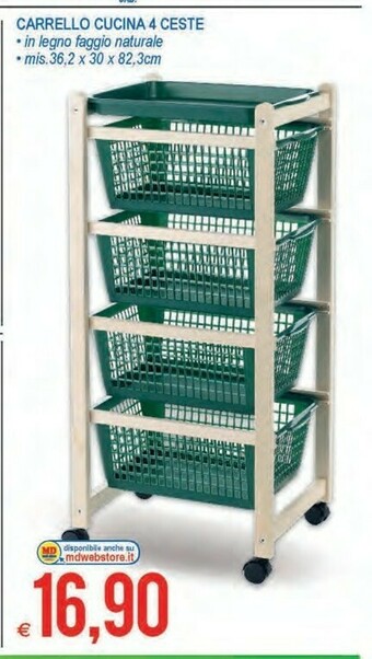 MD Discount Carrello Cucina 4 Ceste offerta