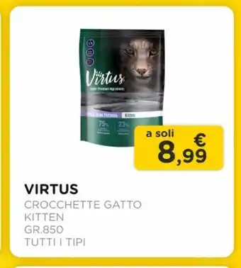 Arcaplanet Virtus /crocchette gatto / kitten / gr.850 / tutti i tipi offerta